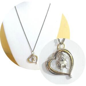 Necklace Pendant Charm Heart Pug I LOVE PUGY Dog Chain Pugs Gold Silver Tone